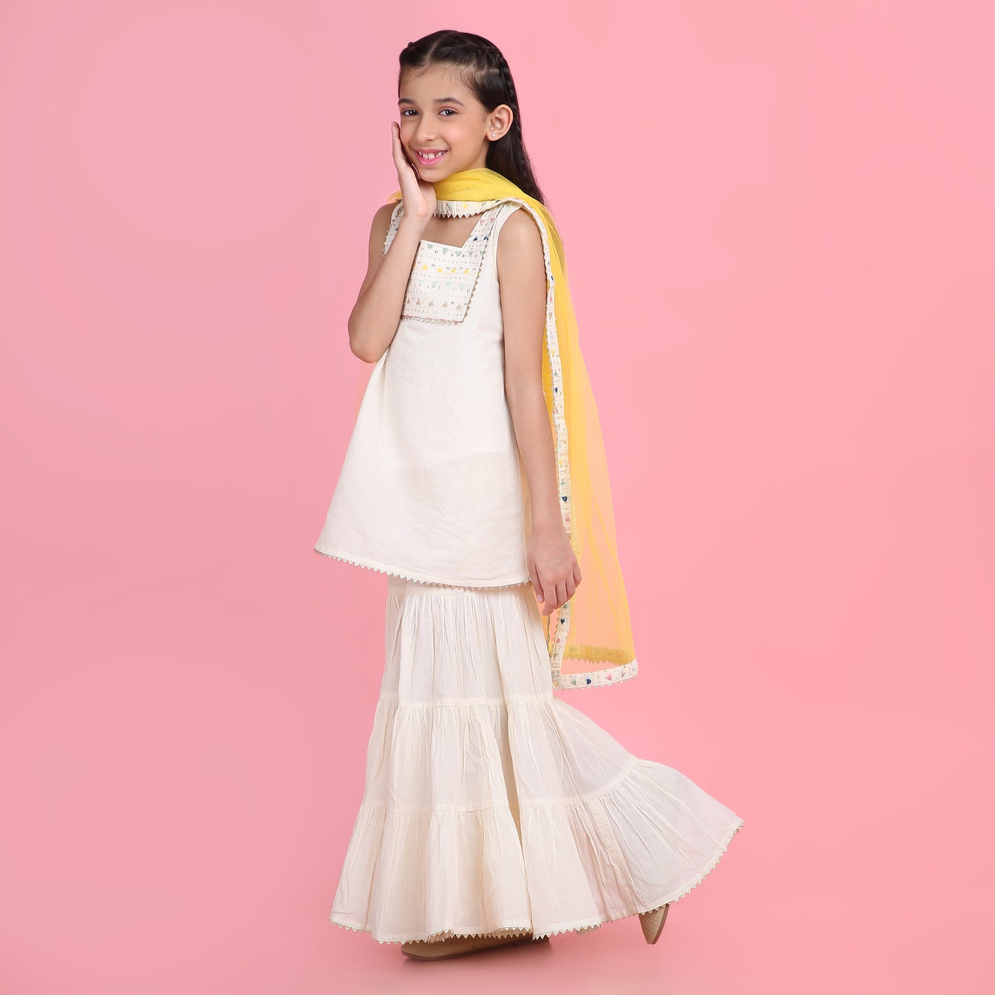 Sunshine Ivory Sharara Set