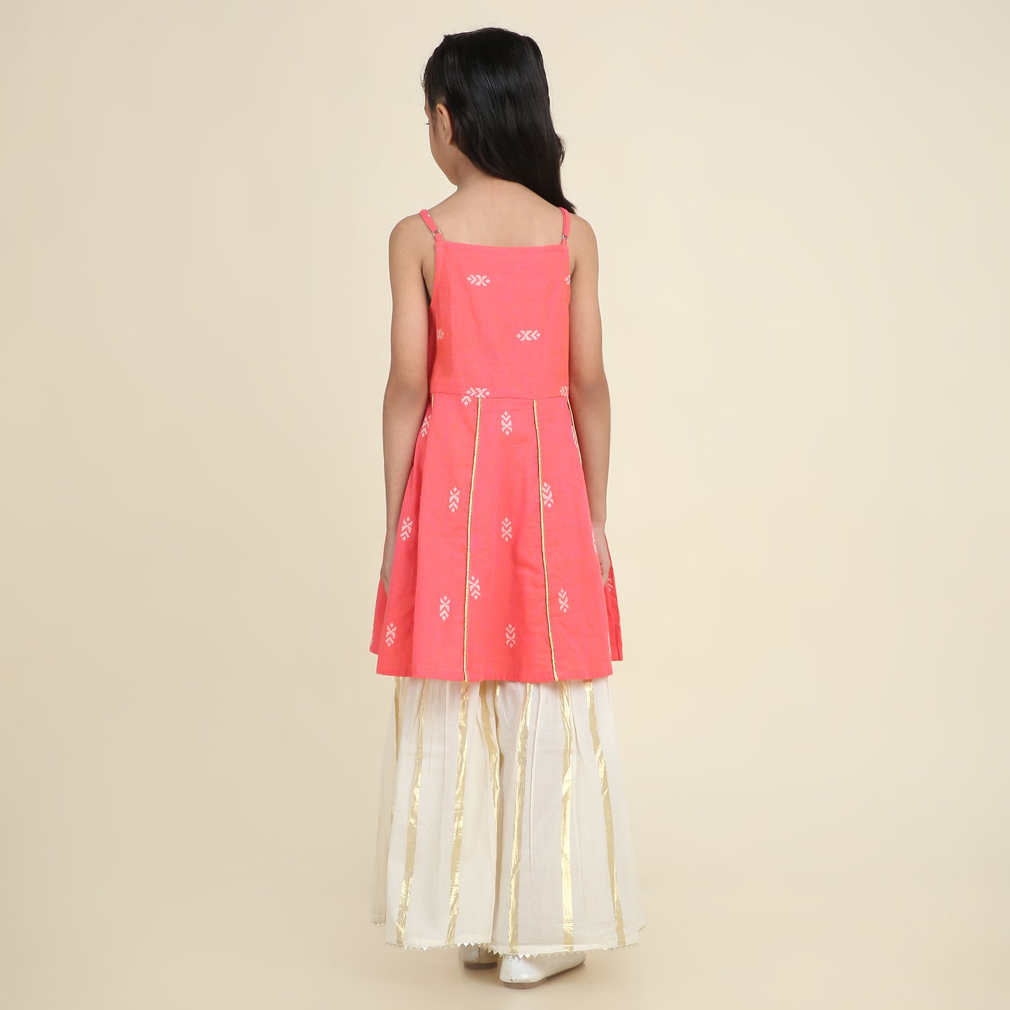 Coral Glow Sharara Set