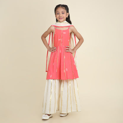 Coral Glow Sharara Set