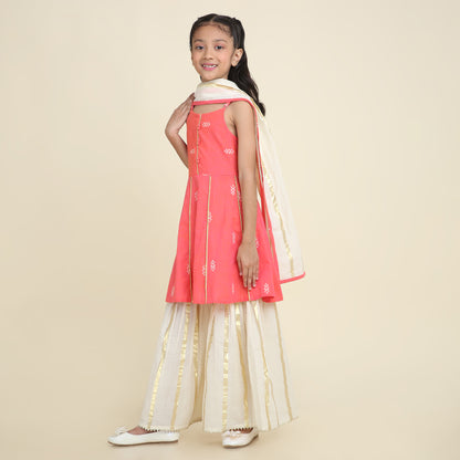 Coral Glow Sharara Set