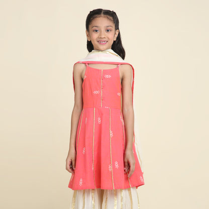 Coral Glow Sharara Set