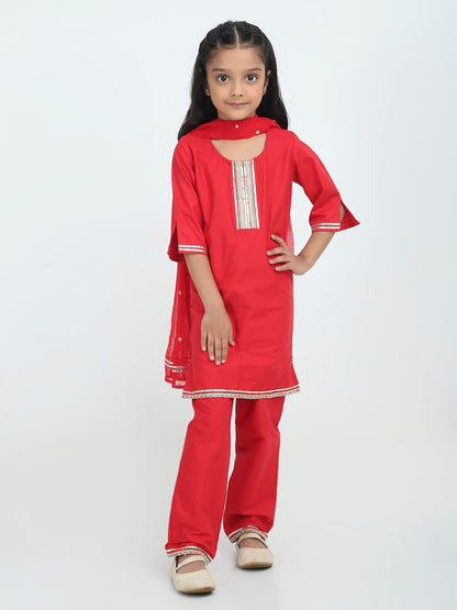 Crimson Bloom Kurti Set