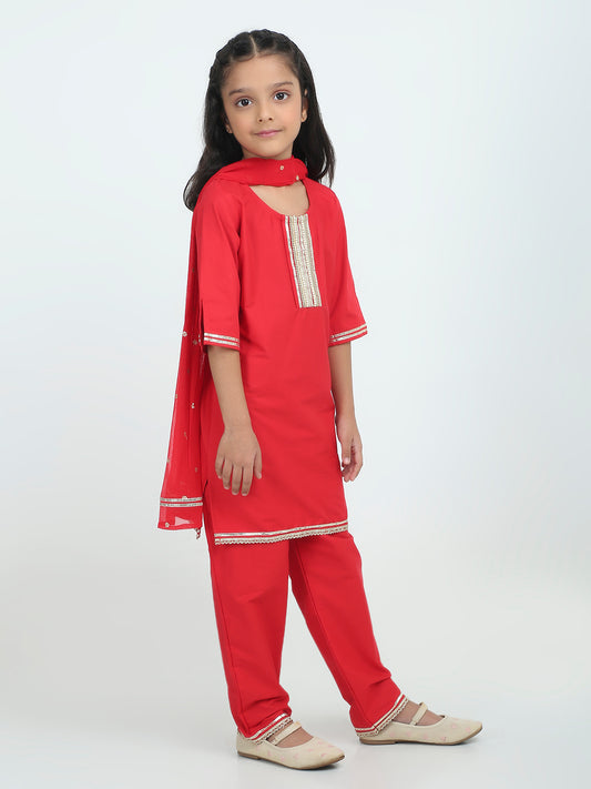 Crimson Bloom Kurti Set