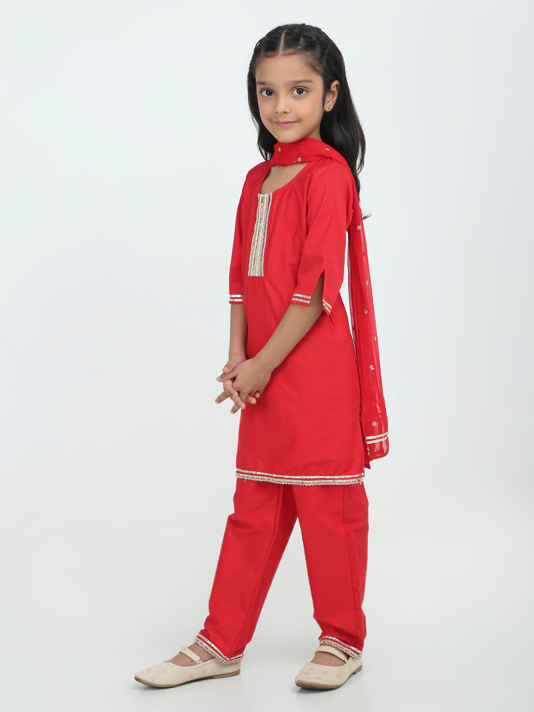 Crimson Bloom Kurti Set