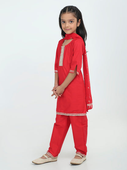 Crimson Bloom Kurti Set