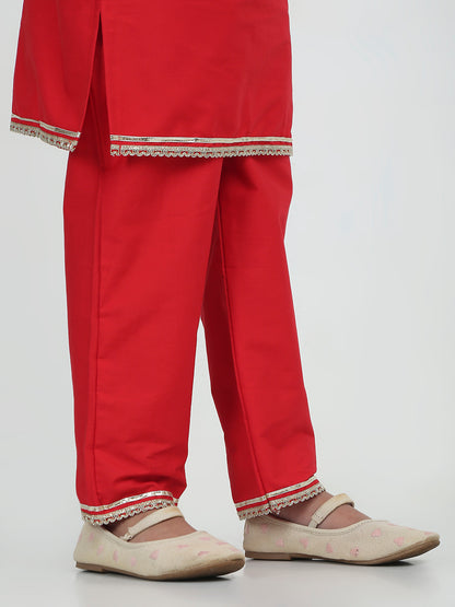 Crimson Bloom Kurti Set