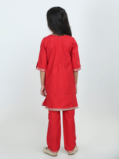 Crimson Bloom Kurti Set